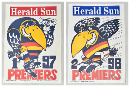 1997 & 1998 Adelaide Crows WEG Premiers Posters - REPRINTS