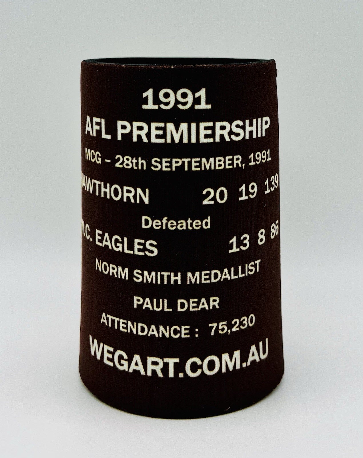WegArt WEG Premiers Stubby Holder Can Cooler - Hawthorn Hawks 1991