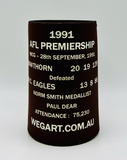 WegArt WEG Premiers Stubby Holder Can Cooler - Hawthorn Hawks 1991