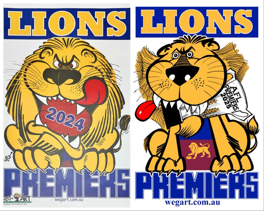 2024 & 2025 WEG WegArt Premiers Posters Brisbane Lions