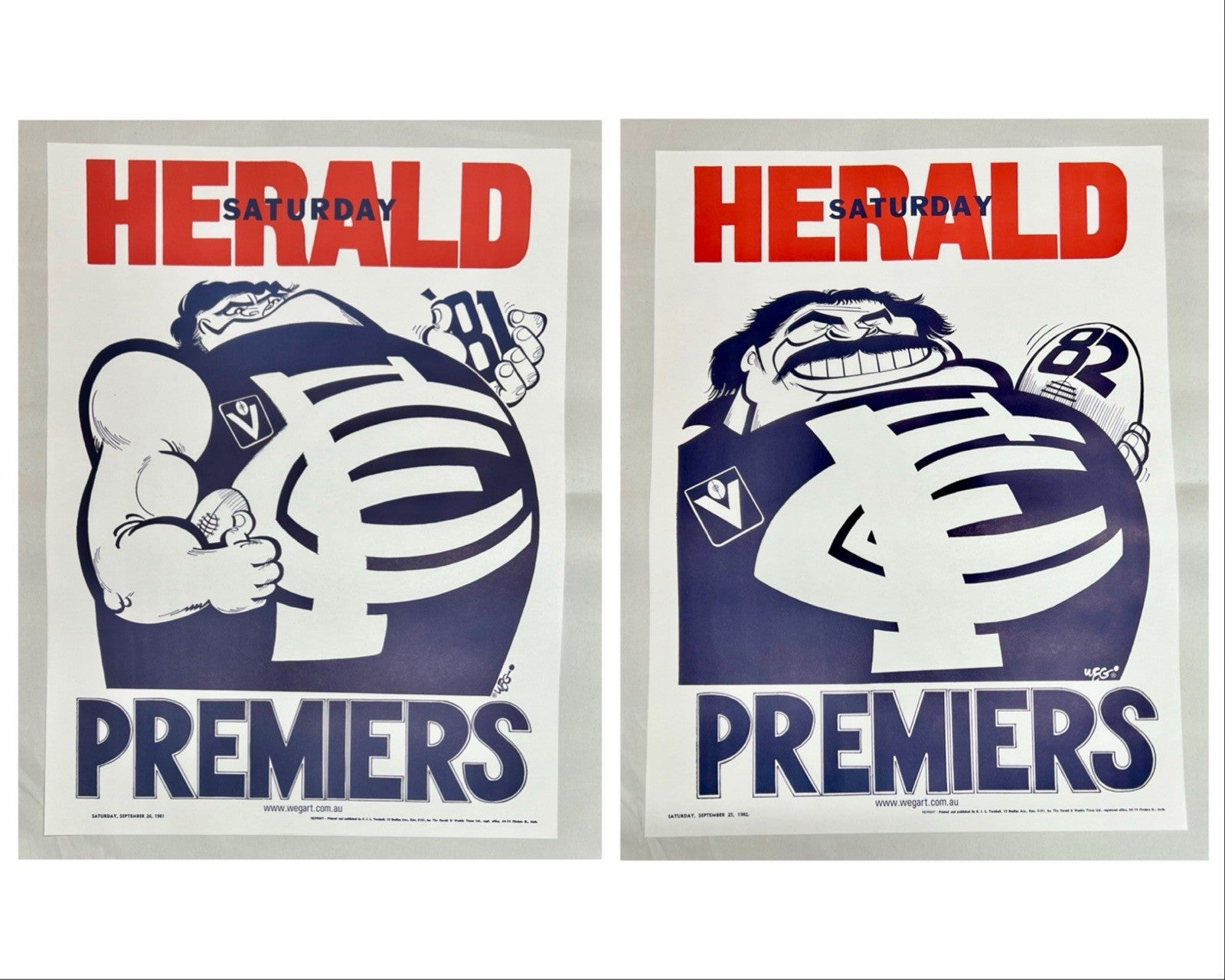 1981 & 1982 Carlton Blues WEG Premiers Posters - REPRINTS