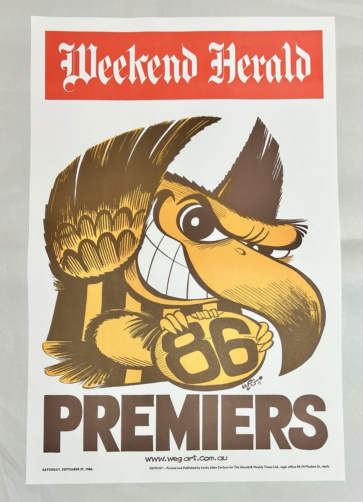 Hawthorn Hawks WEG WegArt Premiers Posters 1961-91 REPRINTS 2008-15 ORIGINALS