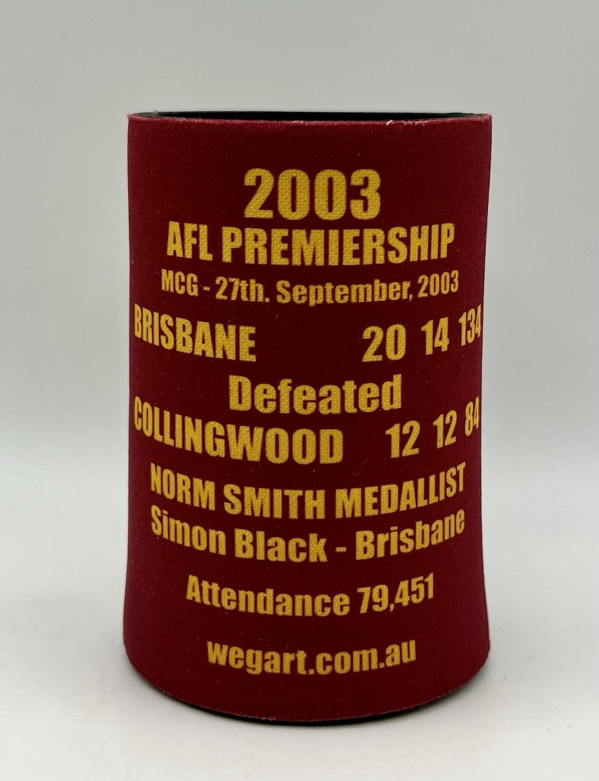 WegArt WEG Premiers Stubby Holder Can Cooler - Brisbane Lions 2003 Old Style