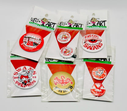 WegArt Twin Pack Button Badge & Zipper Pull / Bag Tag Sydney Swans