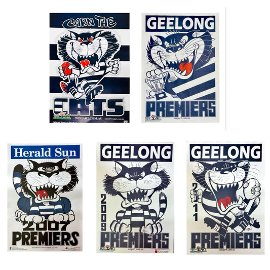 2007, 2009, 2011, 2022 & Supporter Geelong Cats WEG WegArt Premiers Posters