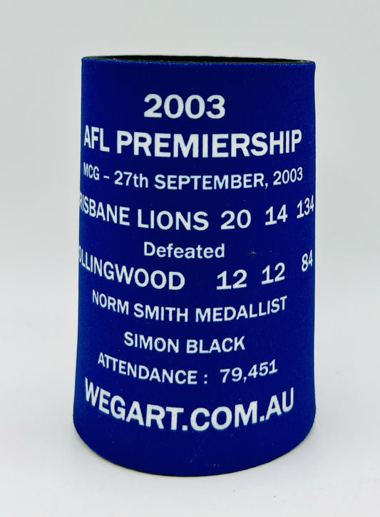 WegArt WEG Premiers Stubby Holder Can Cooler - Brisbane Lions 2003