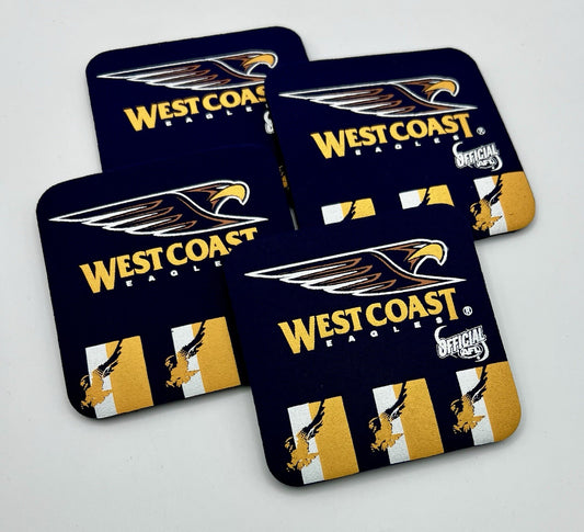 Vintage AFL Neoprene Drink Coasters Set Of Four - West Coast Eagles