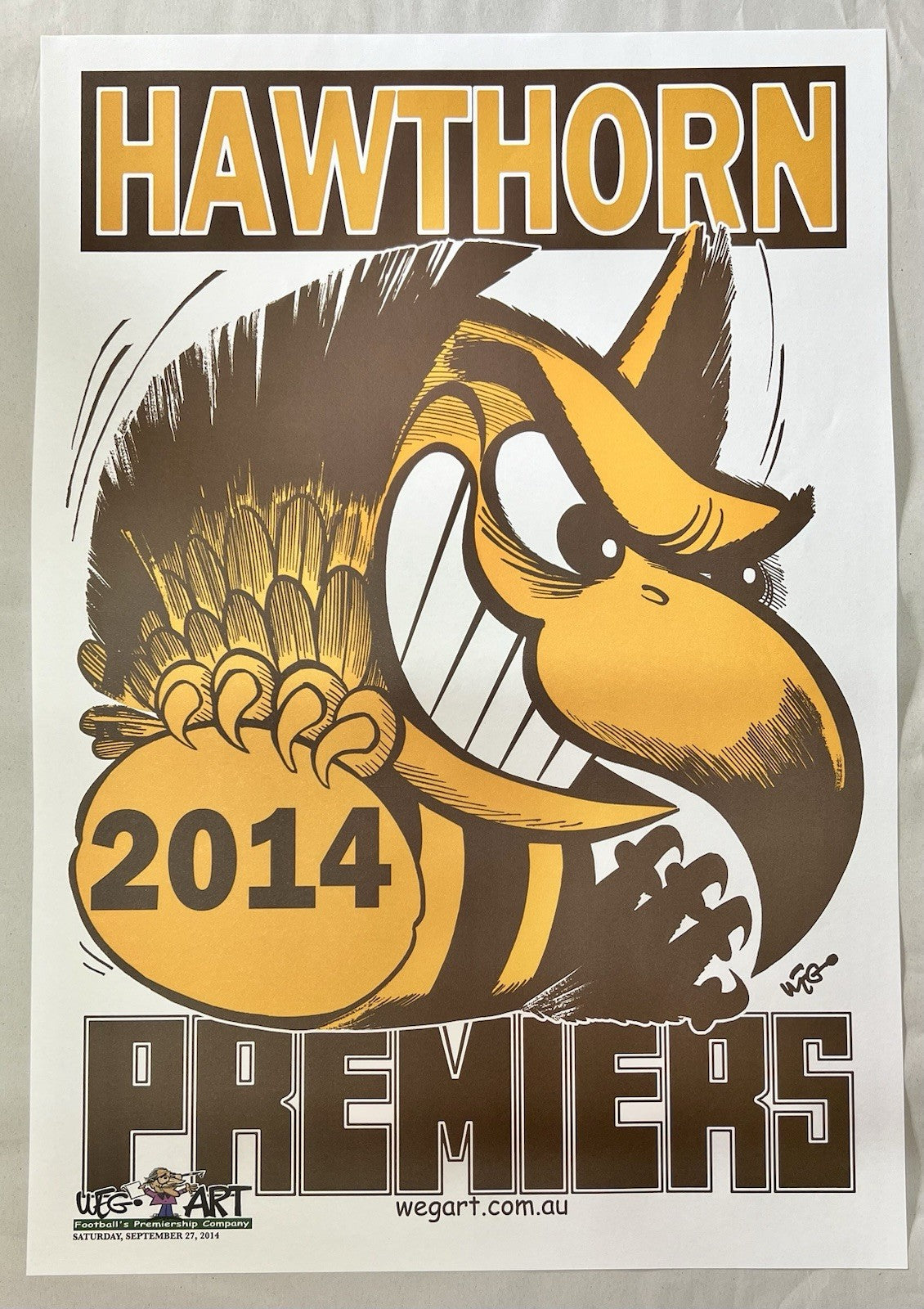 2014 Hawthorn Hawks Weg Art Premiers Poster