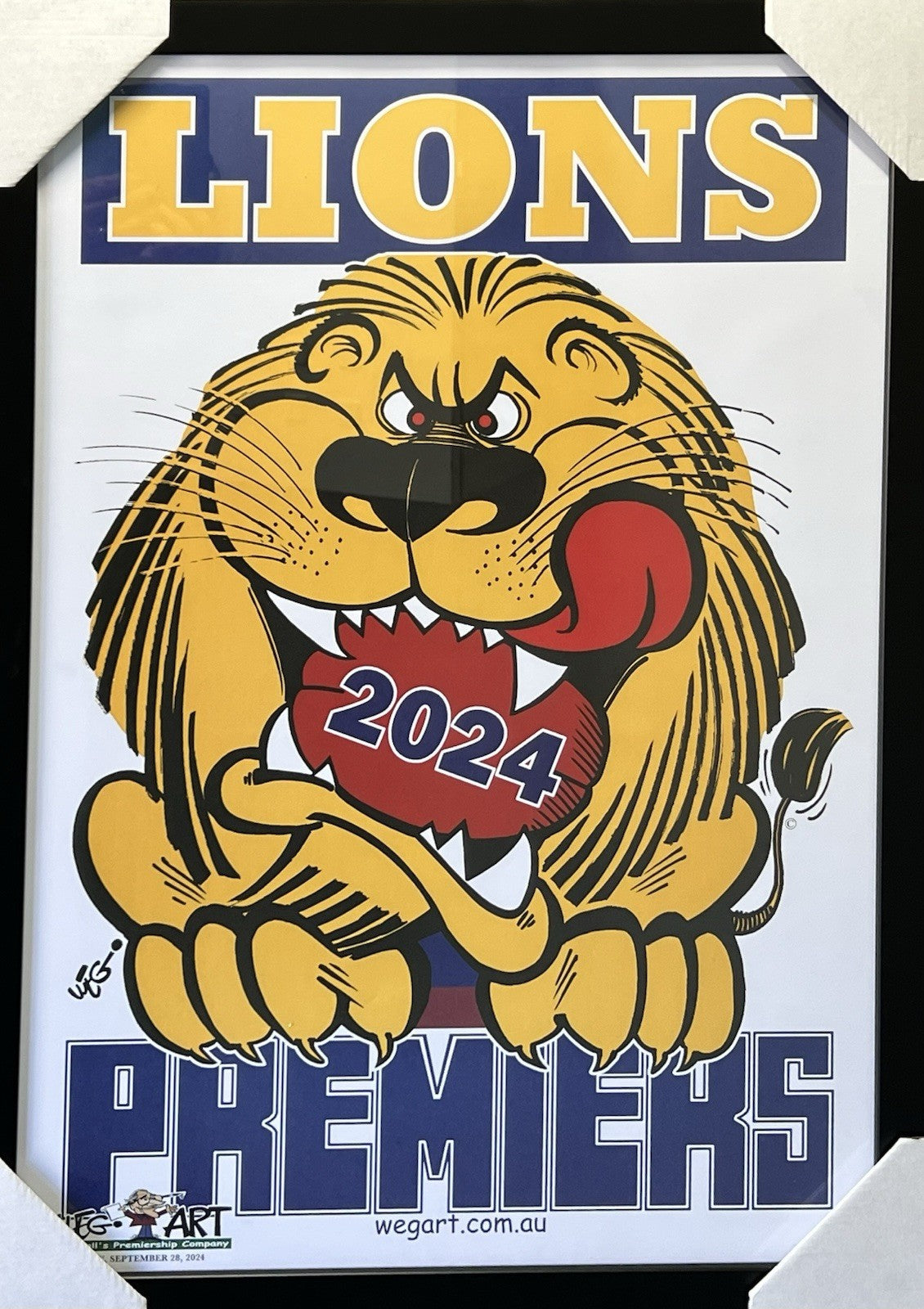 Framed 2024 Brisbane Lions Premiers Poster WEG WegArt