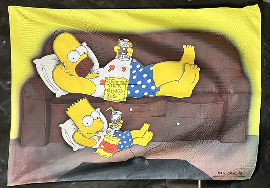 Vintage Bart & Homer Simpson Textile Poster