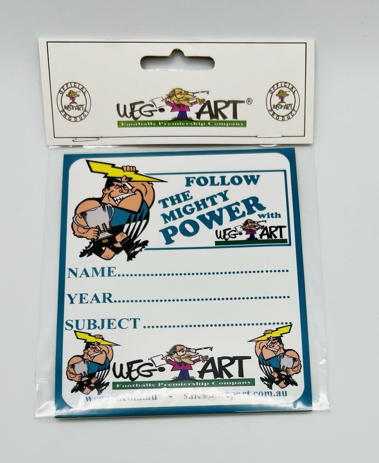WegArt School Book Stickers Set Of 6 Labels - Port Adelaide Power