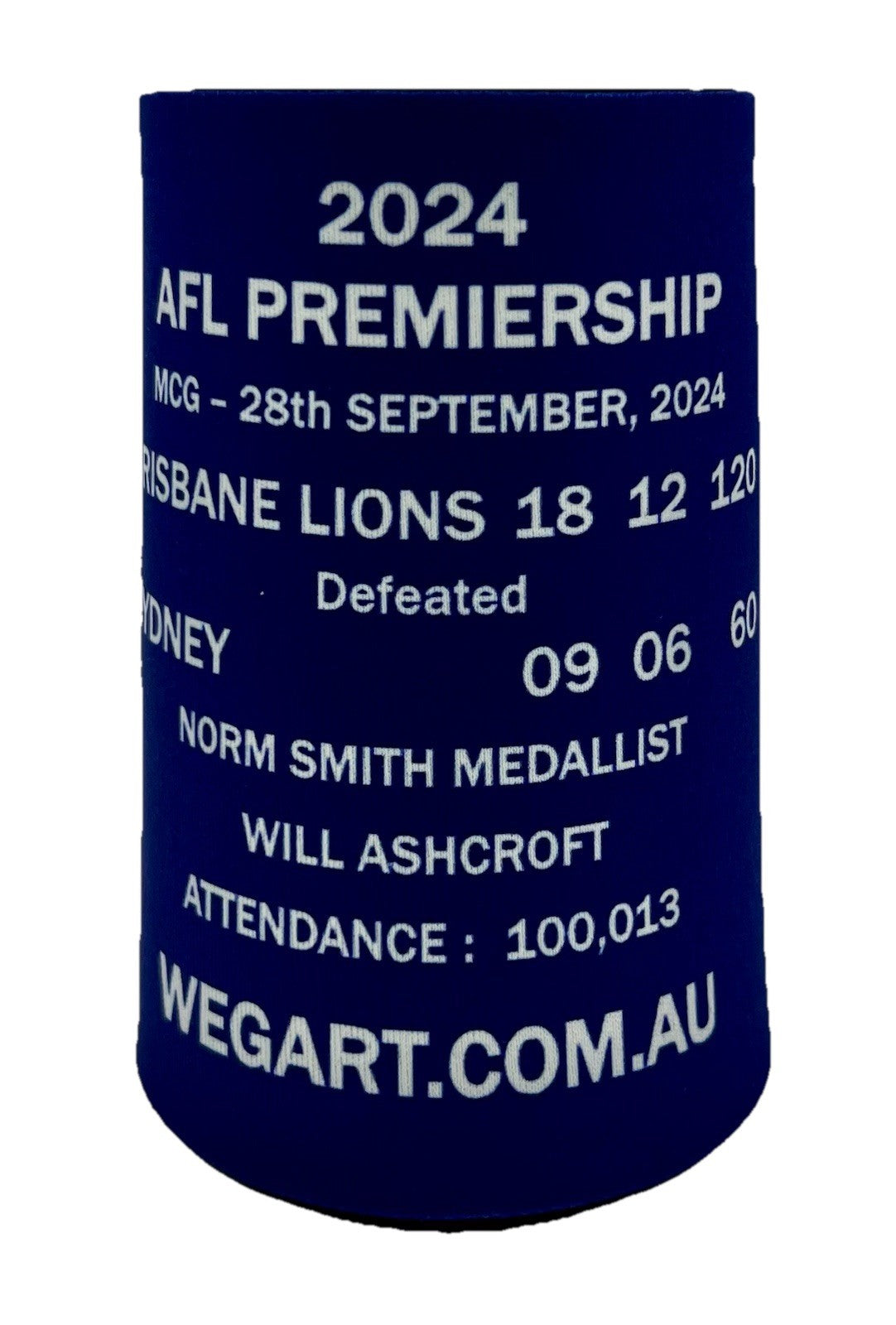 WegArt WEG Premiers Stubby Holder Can Cooler - Brisbane Lions 2024