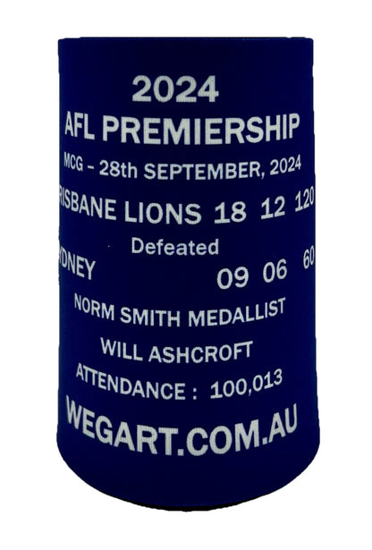 WegArt WEG Premiers Stubby Holder Can Cooler - Brisbane Lions 2024