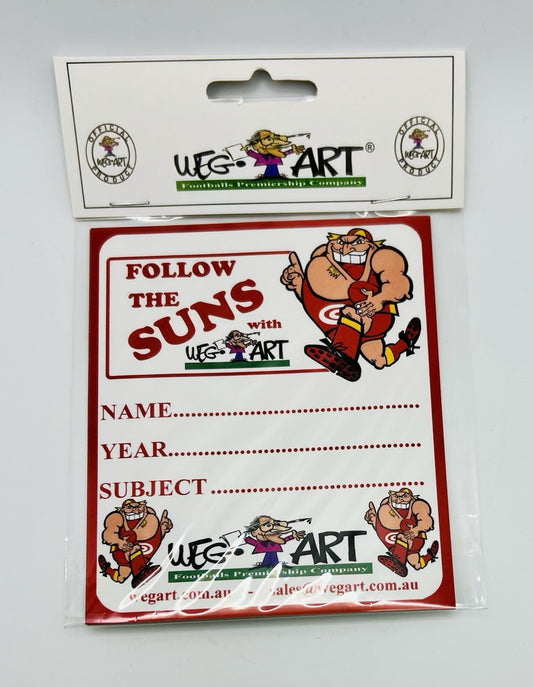 WegArt School Book Stickers Set Of 6 Labels - Gold Coast Suns