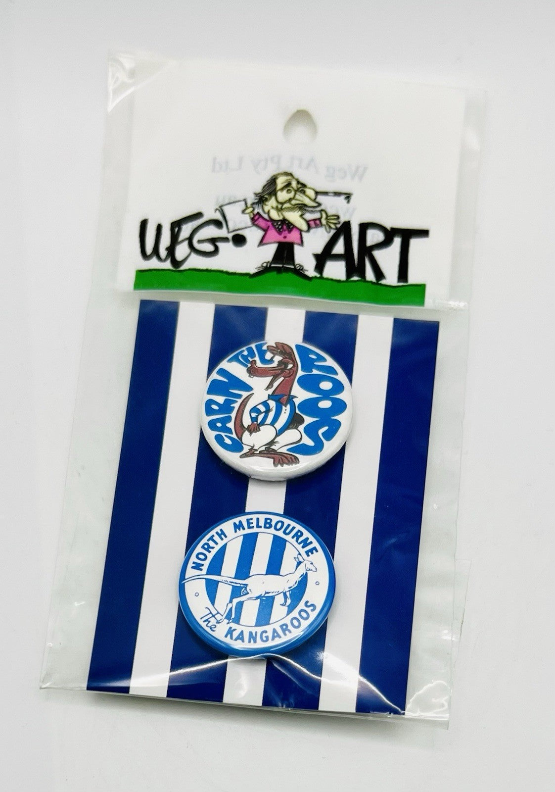 WegArt Twin Pack Button Badge & Zipper Pull / Bag Tag North Melbourne Kangaroos
