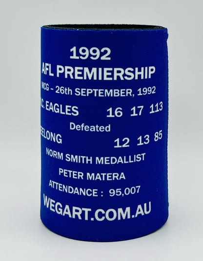 WegArt WEG Premiers Stubby Holder Can Cooler - West Coast Eagles 1992
