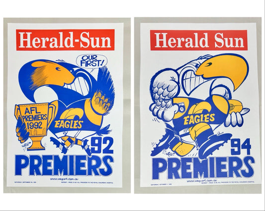 1992 & 1994 West Coast Eagles WEG Premiers Posters - REPRINTS
