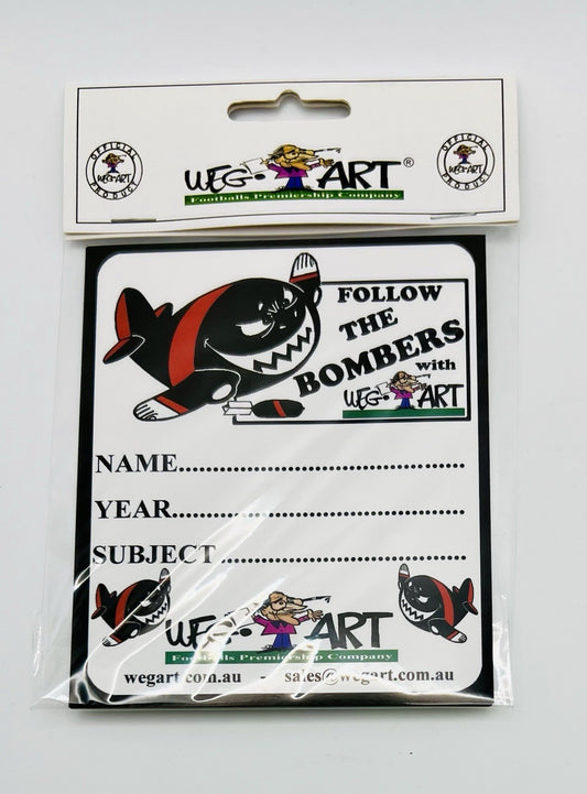 WegArt School Book Stickers Set Of 6 Labels - Essendon Bombers