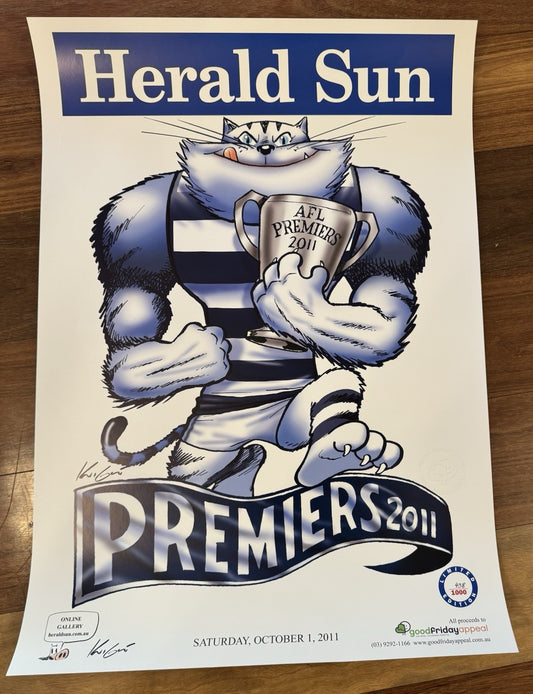 2011 Geelong Cats Limited Edition Premiers Poster Herald Sun #438 of 1000
