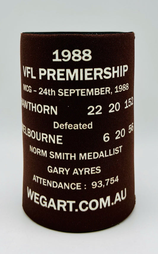 WegArt WEG Premiers Stubby Holder Can Cooler - Hawthorn Hawks 1988