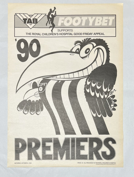 1990 Collingwood Magpies WEG Premiers Poster - Original - MINT Condition
