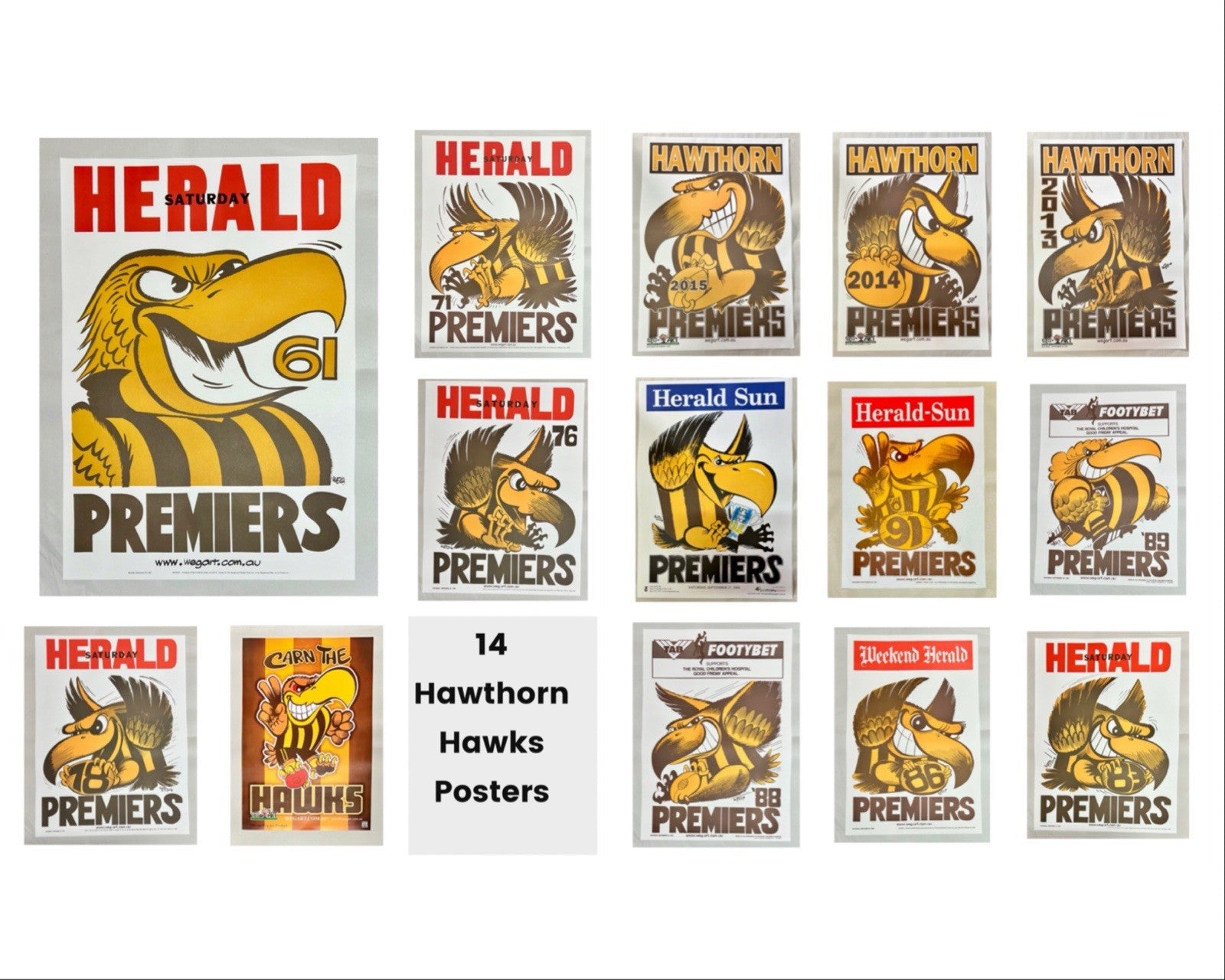 Hawthorn Hawks WEG WegArt Premiers Posters 1961-91 REPRINTS 2008-15 ORIGINALS