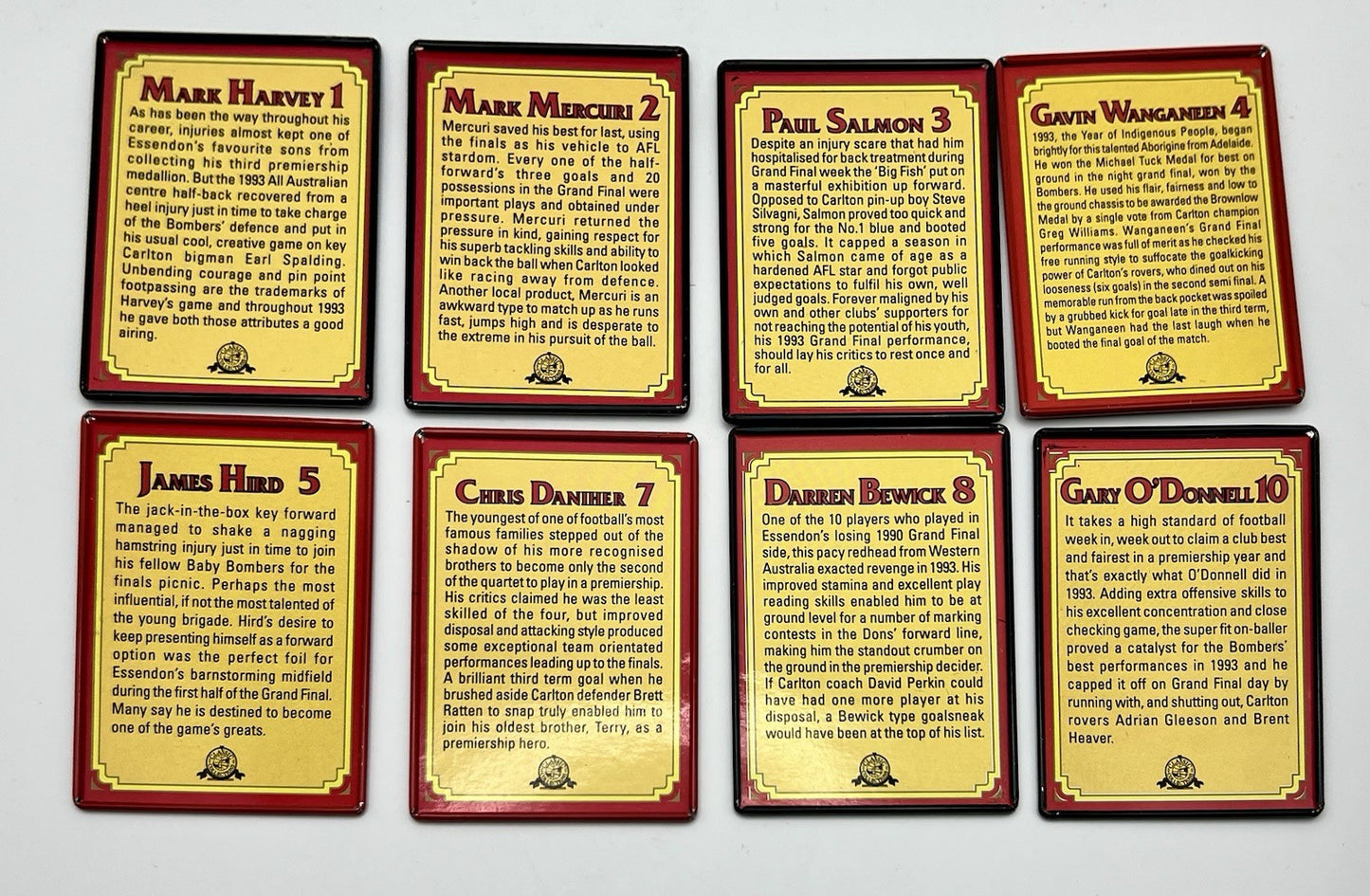 Essendon 1993 AFL Premiership Commemorative Metal Card Tin Set ( 21 Metal Cards)