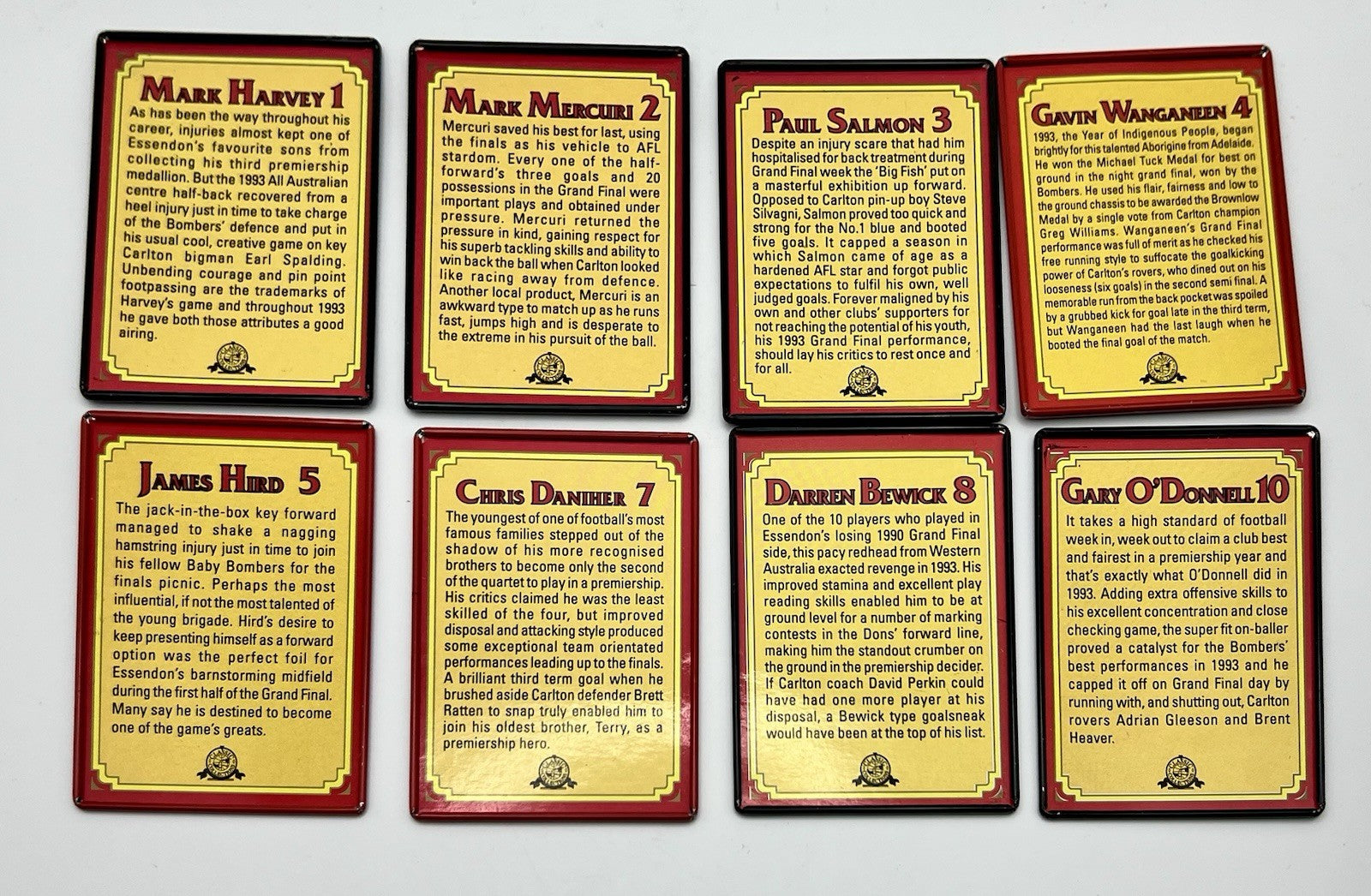 Essendon 1993 AFL Premiership Commemorative Metal Card Tin Set ( 21 Metal Cards)
