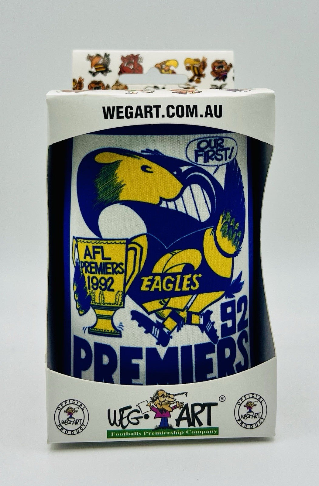 WegArt WEG Premiers Stubby Holder Can Cooler - West Coast Eagles 1992
