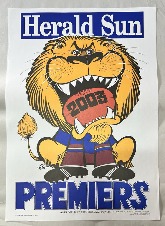 2003 Brisbane Lions WEG / Herald Sun Premiers Poster