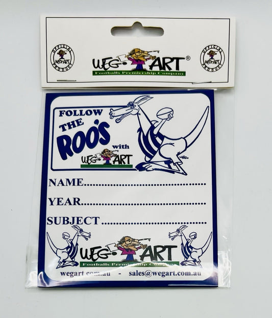 WegArt School Book Stickers Set Of 6 Labels - North Melbourne Kangaroos