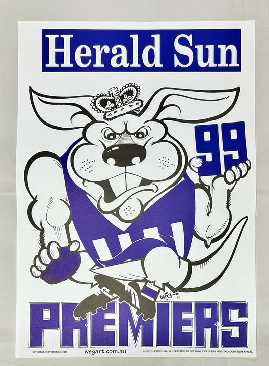 1999 North Melbourne Kangaroos WEG Premiers Poster - REPRINT