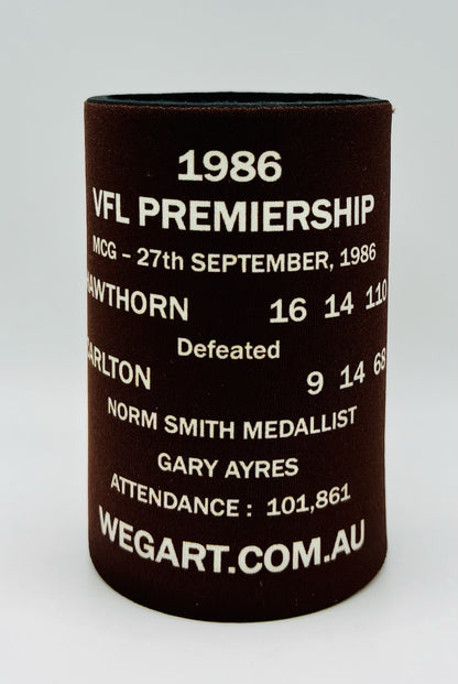 WegArt WEG Premiers Stubby Holder Can Cooler - Hawthorn Hawks 1986