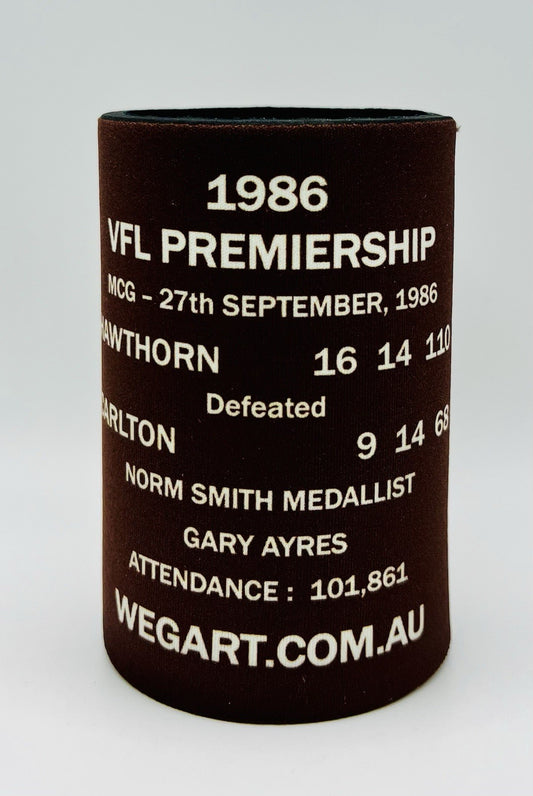 WegArt WEG Premiers Stubby Holder Can Cooler - Hawthorn Hawks 1986