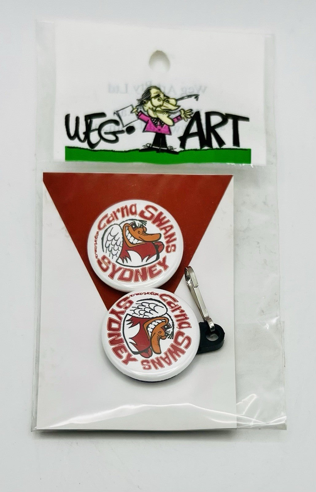 WegArt Twin Pack Button Badge & Zipper Pull / Bag Tag Sydney Swans