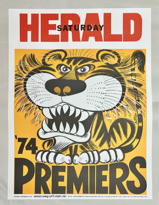 1974 Richmond Tigers WEG Premiers Poster - REPRINT