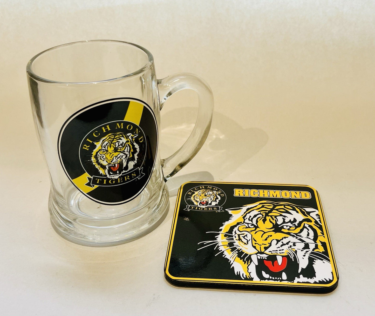 Richmond Tigers Beer Stein Glass & Drink Coaster
