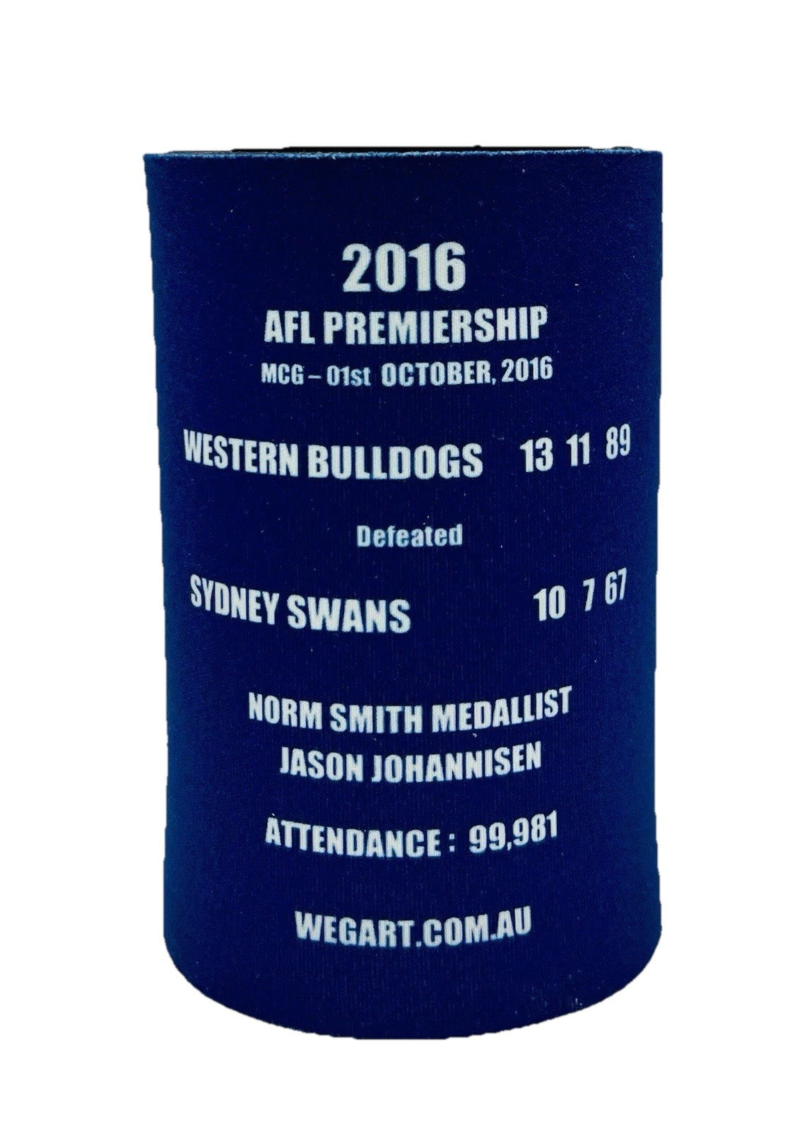 WegArt WEG Premiers Stubby Holder Can Cooler - Western Bulldogs 2016