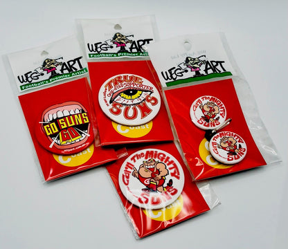 WegArt Twin Pack Button Badge & Zipper Pull / Bag Tag Gold Coast Suns