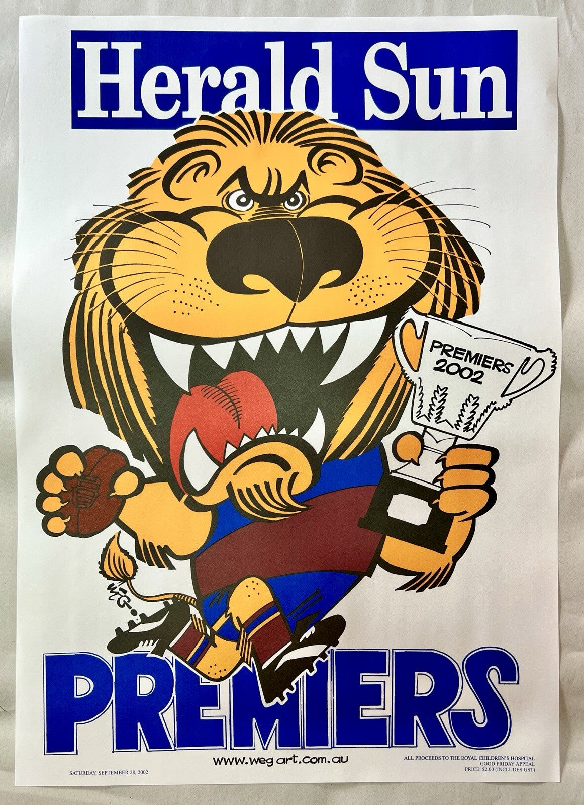 2002 Brisbane Lions WEG / Herald Sun Premiers Poster