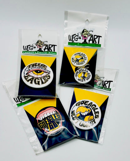 WegArt Twin Pack Button Badge & Zipper Pull / Bag Tag  West Coast Eagles
