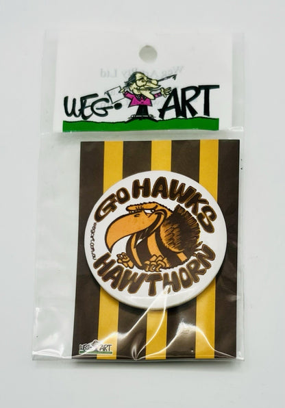 WegArt “Go Hawks” Button Badge Hawthorn Hawks