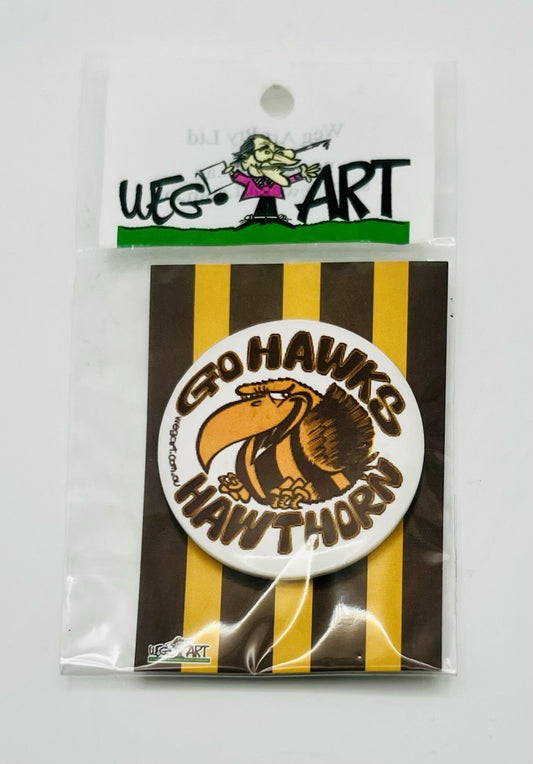WegArt “Go Hawks” Button Badge Hawthorn Hawks