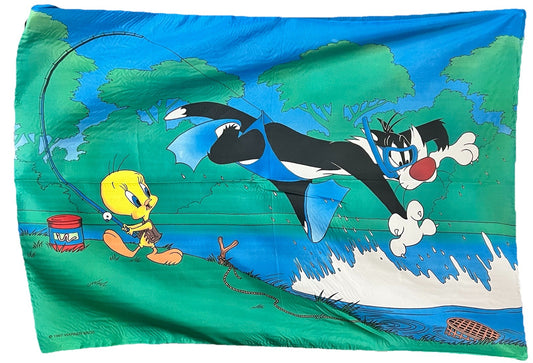 Vintage Tweety & Sylvester Loony Tunes Textile Poster