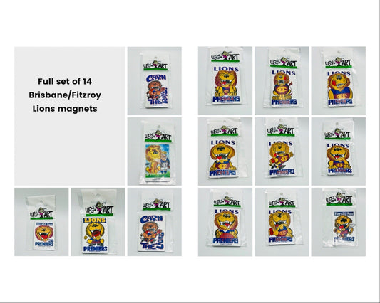 WEG WegArt Full Set Of 14 Premiers & Supporters Magnets - Brisbane/Fitzroy Lions