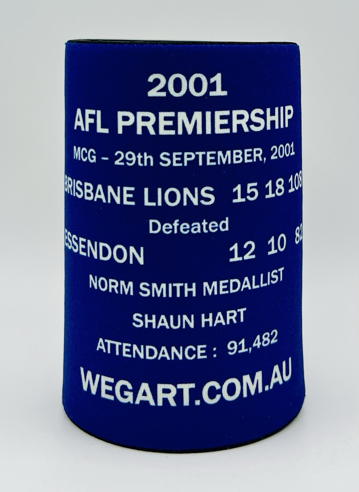 WegArt WEG Premiers Stubby Holder Can Cooler - Brisbane Lions 2001