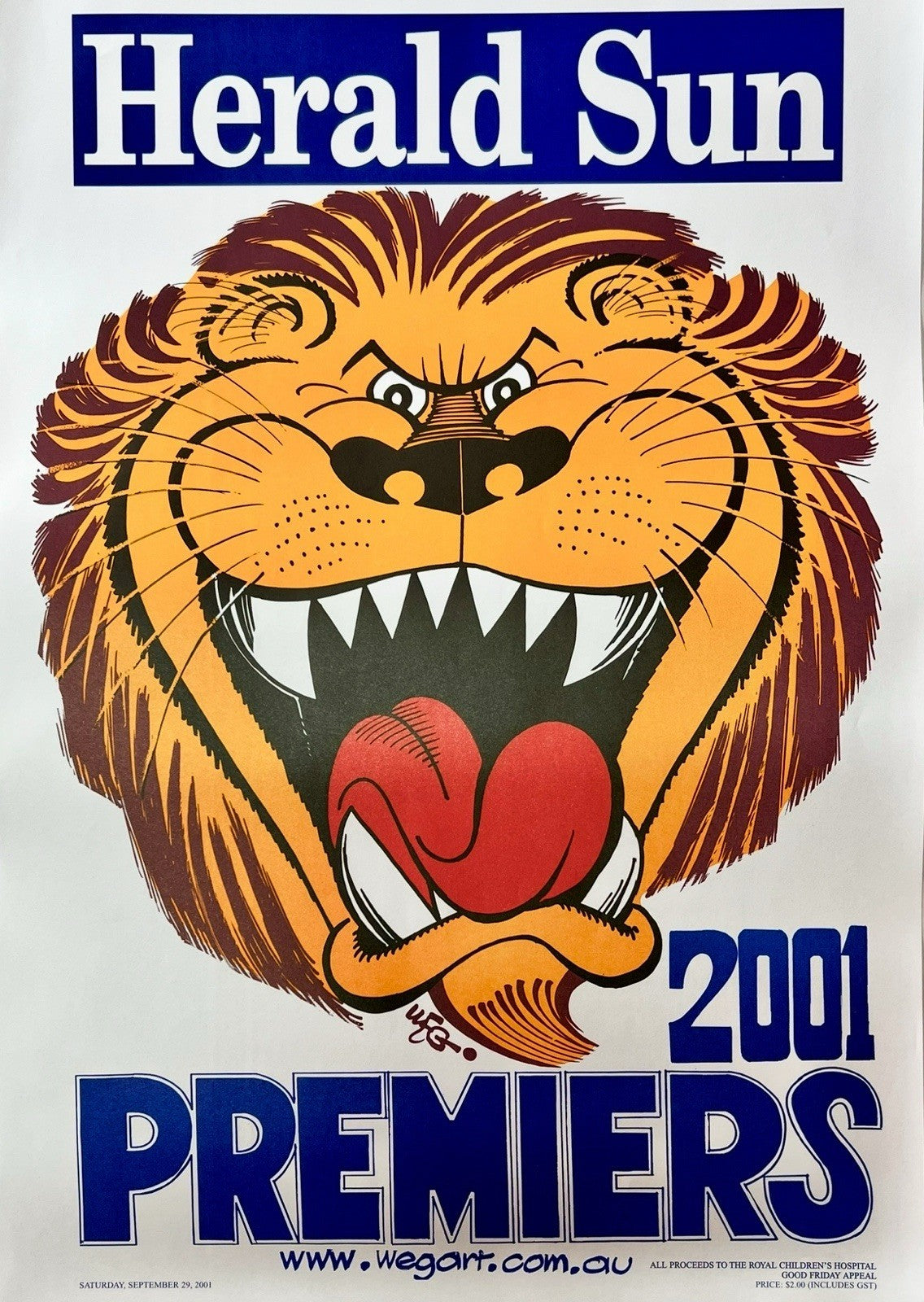2025, 2024, 2003, 2002, 2001 & Supporter Brisbane Lions Weg Art Premiers Posters