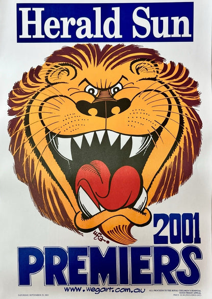 2025, 2024, 2003, 2002, 2001 & Supporter Brisbane Lions Weg Art Premiers Posters
