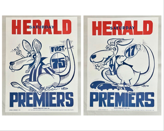 1975 & 1977 North Melbourne Kangaroos WEG Premiers Posters - REPRINTS