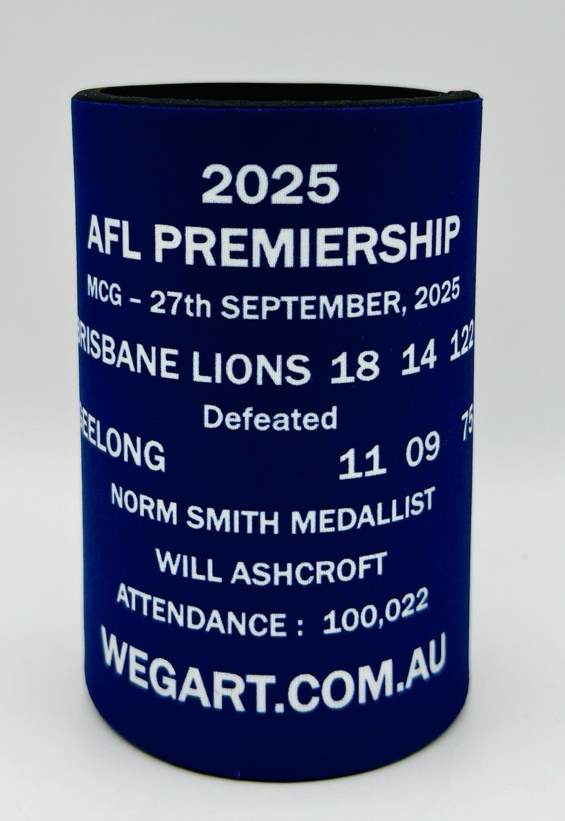 WegArt WEG Premiers Stubby Holder Can Cooler - Brisbane Lions 2025